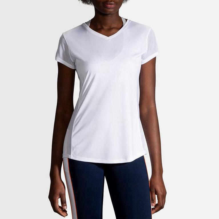 Brooks Stealth Israel - Women's Short Sleeve Running Shirt - White (38154-LUPT)